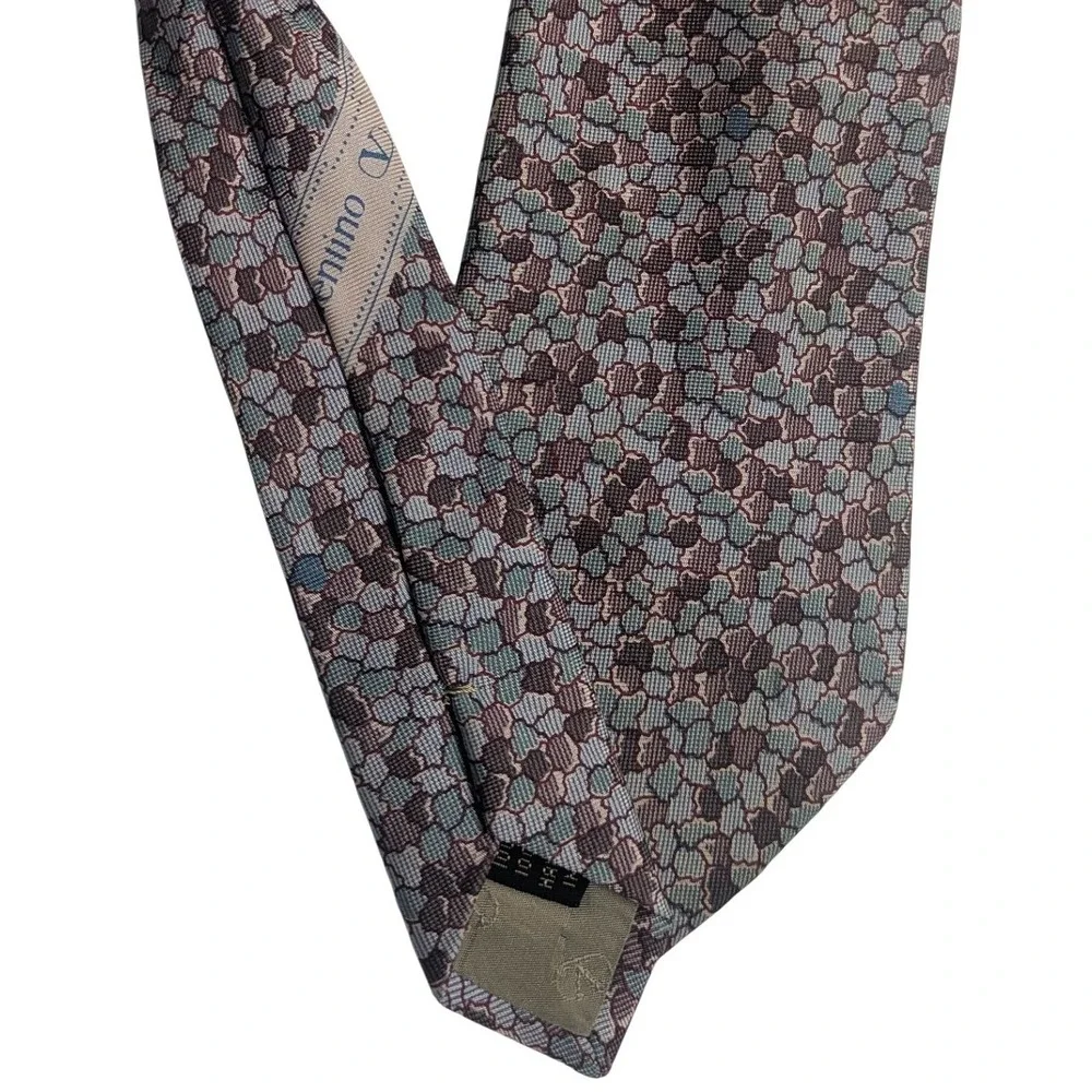 Valentino Cravatte Mens Silk Tie Purple Grey Geometric Made in Italy vintage 70s